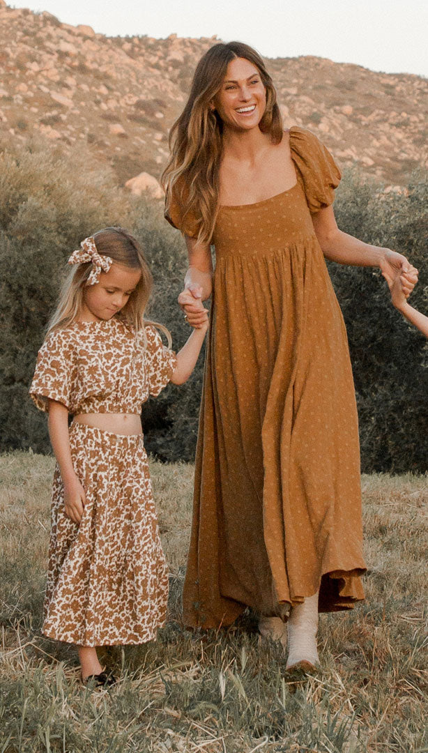 rylee and cru orange dress RYLEE + CRU WOMEN'S LEXI DRESS / POPPY CHECK