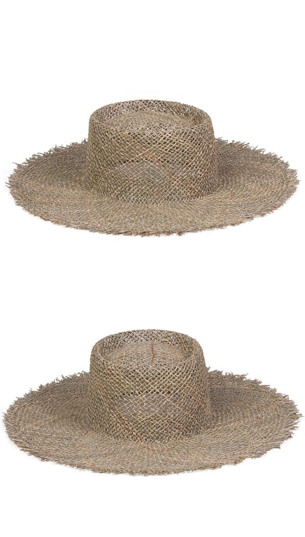 Raffia Frayed Edge Hat Natural / L/XL