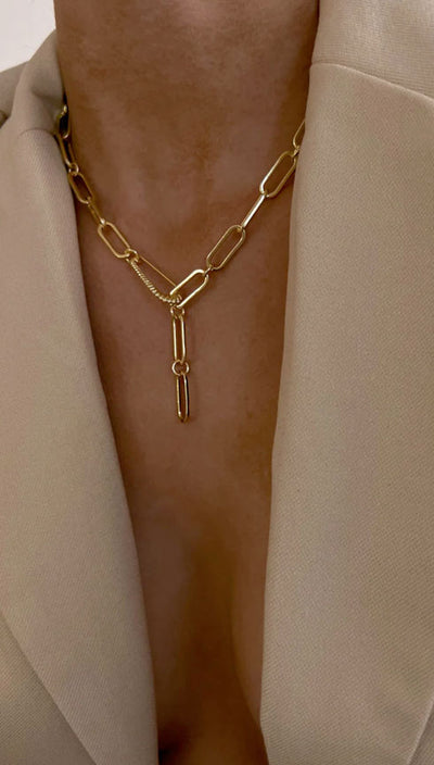Luv AJ THE FRANCOIS SAFETY PIN NECKLACE- GOLD