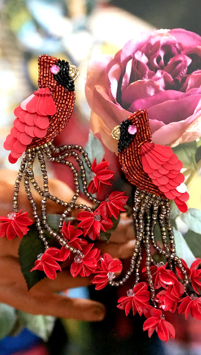 Cardinal Dangle Earrings by Olivia Dar