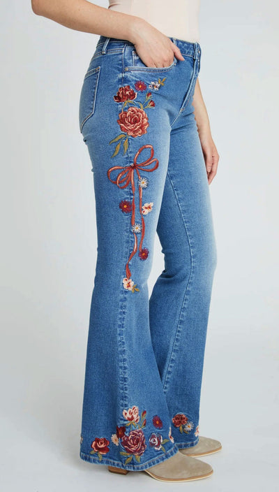 Driftwood Farrah High-Rise Flare Jeans | Bows and Roses