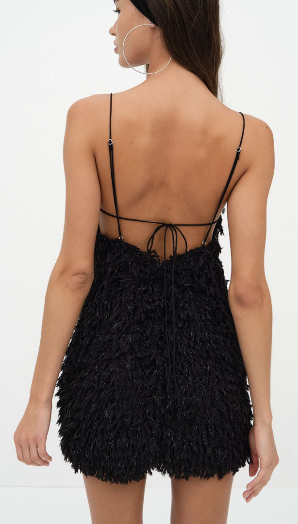 for love and lemons black feather dress Kamara Mini Dress Black