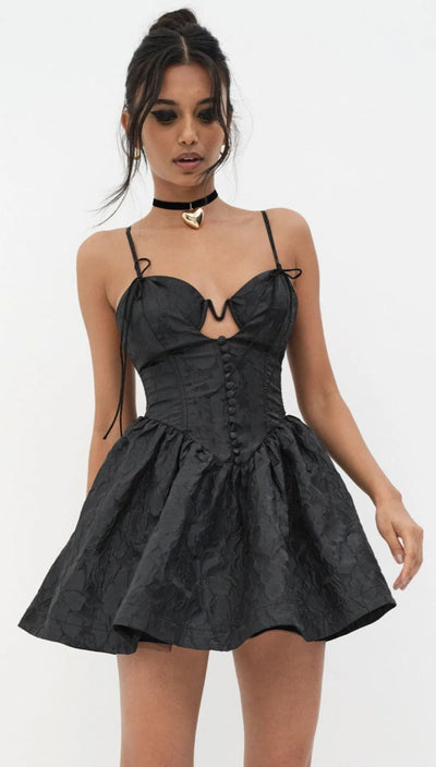 For Love and Lemons Faith Mini Black Party Dress