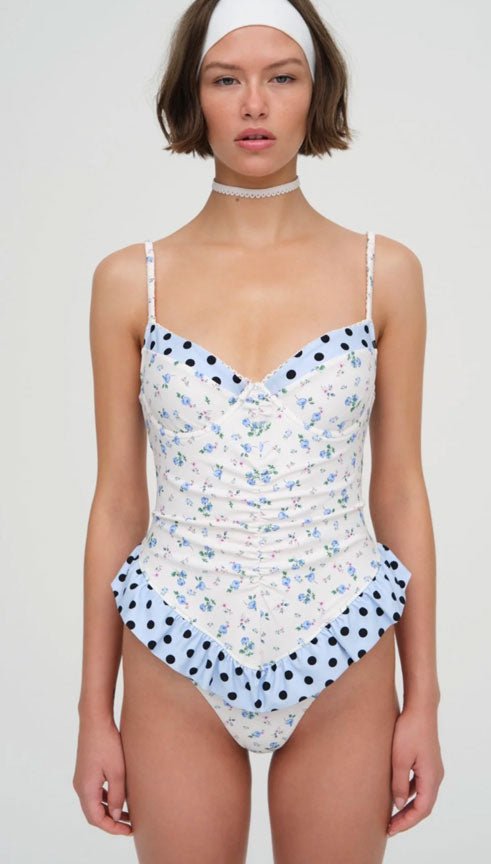 (LA発）For Love & Lemons デイジーレーン ワンピース水着 Lemon Print Scoop One Piece Swimsuit – FloralKini