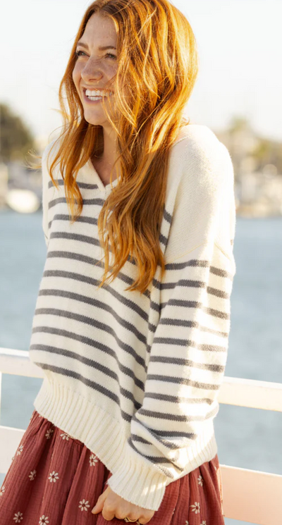 Collared Sweater | Stripe | Rylee and Cru