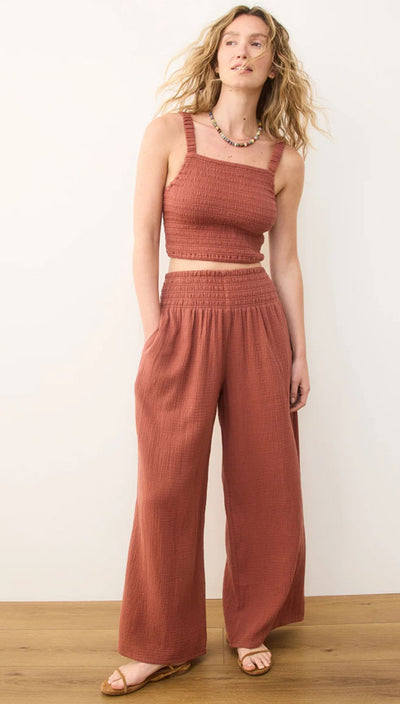 Marine Layer | Sophia Double Cloth Palazzo Pant - Rust