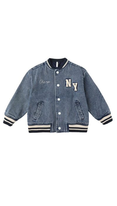 Varsity Jacket | Indigo Denim | Rylee and Cru