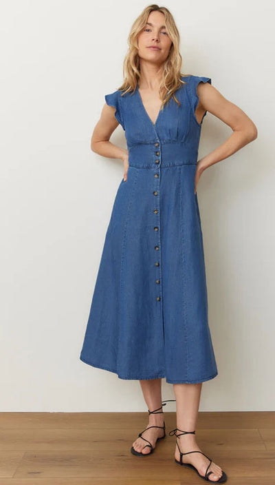 Marine Layer | Camila Midi Dress | Soft Denim