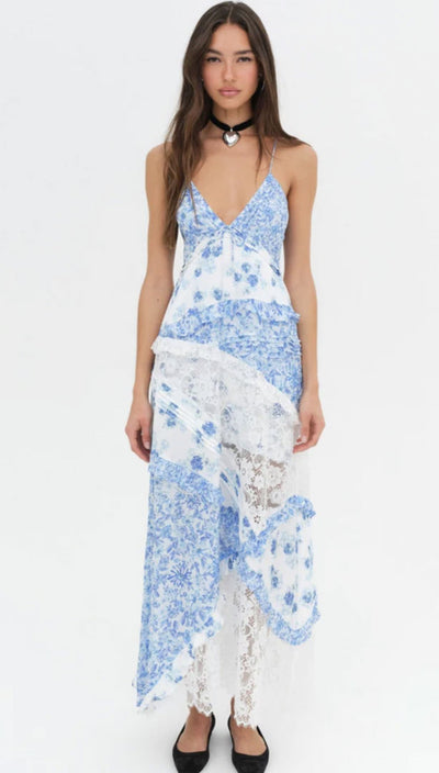 For Love and Lemons Rosalyn Floral Maxi Dress | Blue 