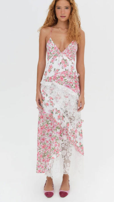 For Love and Lemons Rosalyn Floral Maxi Dress | PINK