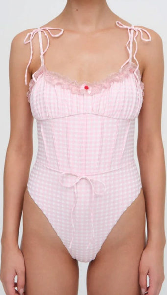 (LA発）For Love & Lemons デイジーレーン ワンピース水着 For Love & Lemons Daisy eyelet one piece swimsuit in white