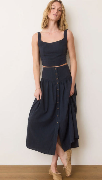 Marine Layer | Jade Button Through Skirt