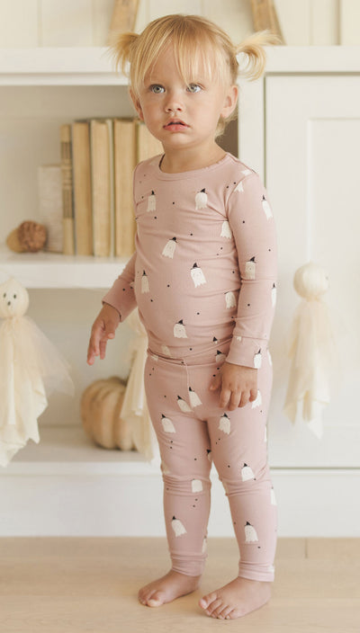 Pink Ghosts | Bamboo Pajama Set | Quincy Mae
