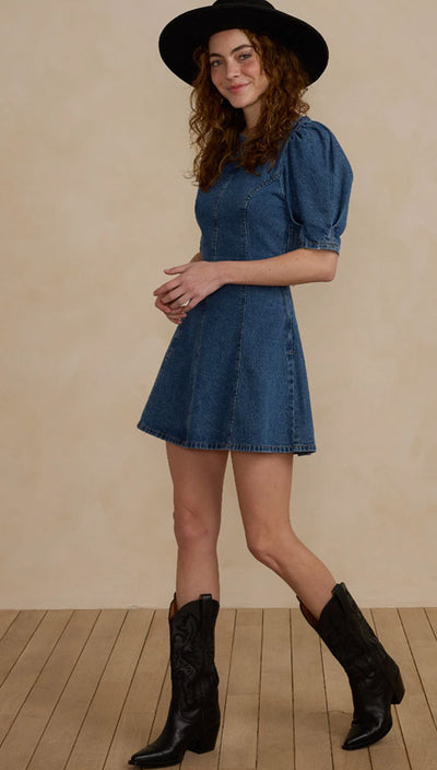 LEVI MINI DRESS | INDIGO | Rylee and Cru