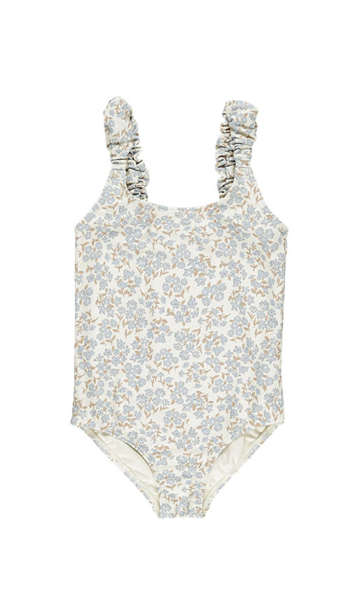 Rylee and Cru | Scrunch One-Piece Bathingsuit | Blue Ditsy