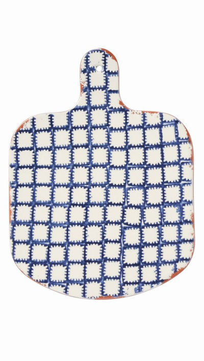 Indigo Shibori Terracotta Paddle Serving Board—Batik