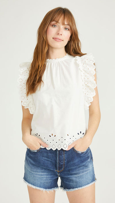 RUFFLE EYELET TOP | Driftwood Jeans