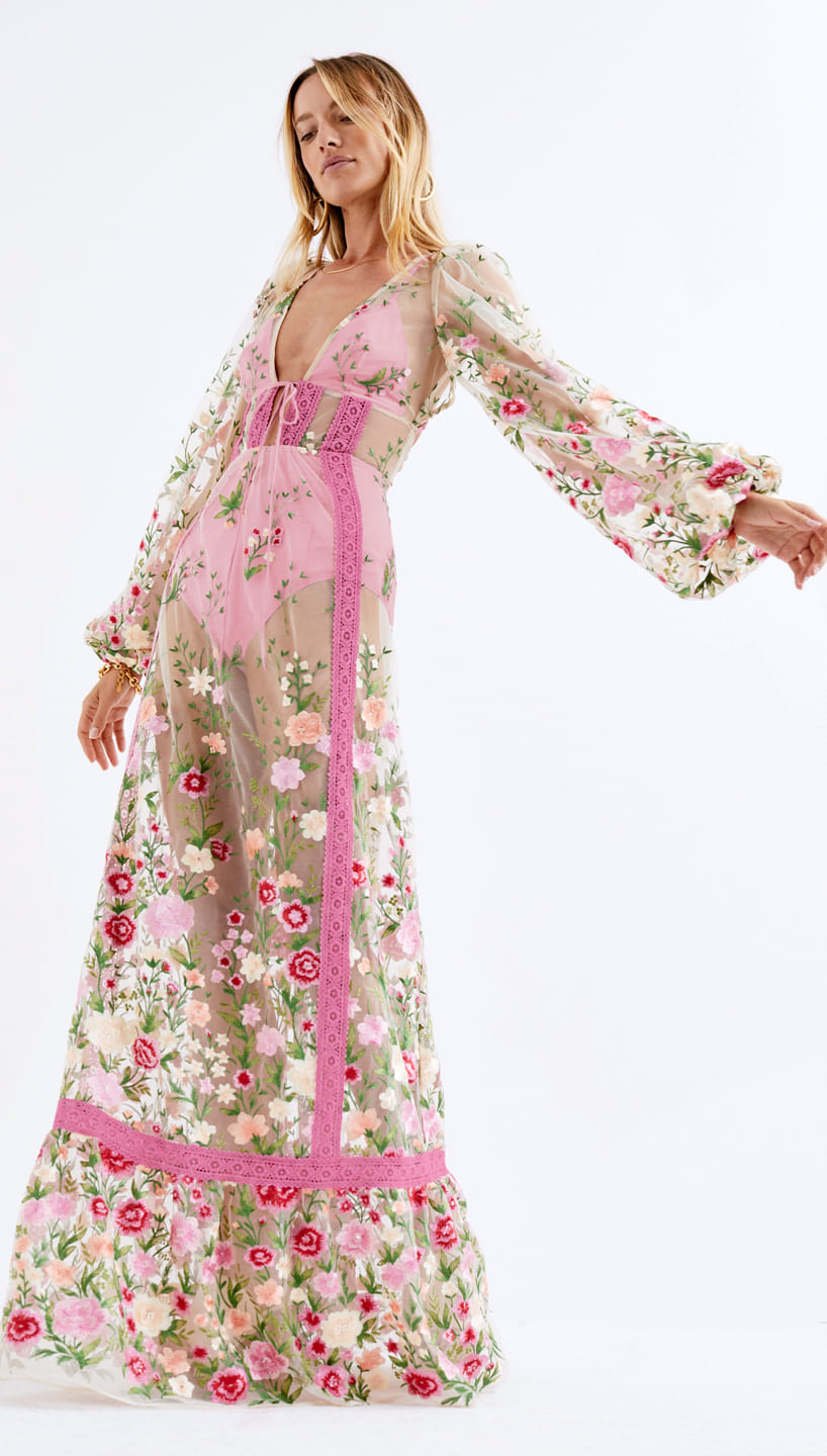 for love and lemons long sleeve maxi dress Julianne Maxi Dress Cream