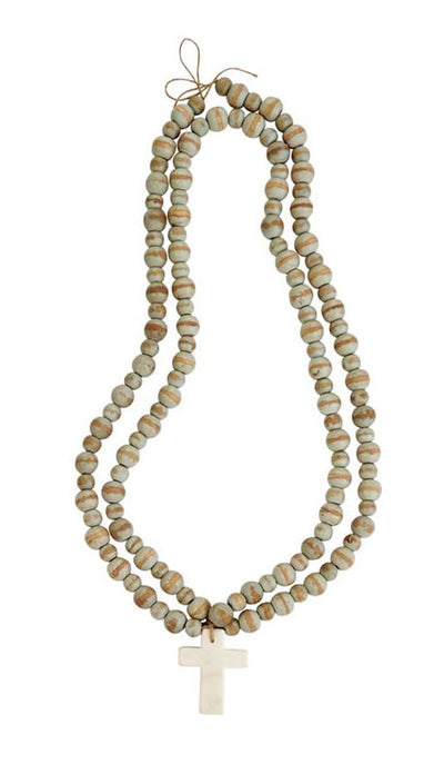 White Marble Cross Decorative Beads | Mud Pie