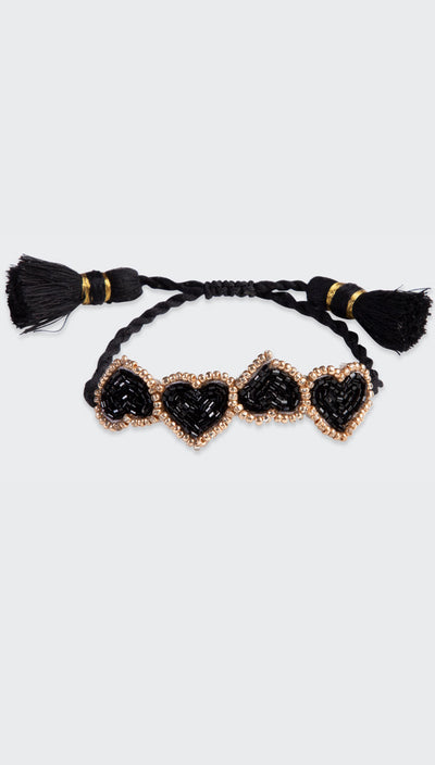 Black Mini Heart Bracelet | Olivia Dar
