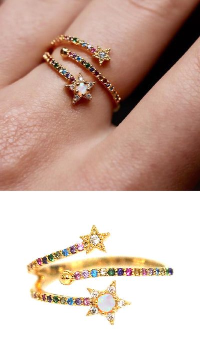Rainbow Star Ring Tai Jewelry